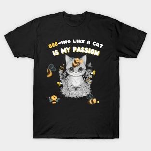 Bee And Cute Cat T-Shirt